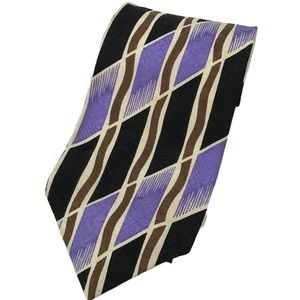 Silk Tie Purple Black Brown Cream Geometric Print by Format